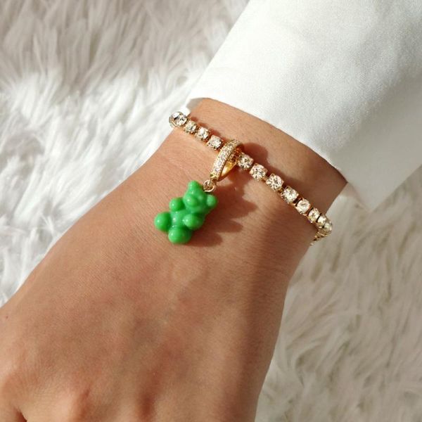 link, chain flatfoosie colorful gummy zircon bear charm crystal bracelet for women bling rhinestone tennis bracelets trendy jewelry, Black
link, chain flatfoosie colorful gummy zircon bear charm crystal bracelet for women bling rhinestone tennis bracelets trendy jewelry, Black