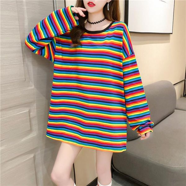women's t-shirt rainbow stripes printed loose casual female t-shirts summer long sleeve harry styles women t shirts striped, White
women's t-shirt rainbow stripes printed loose casual female t-shirts summer long sleeve harry styles women t shirts striped, White