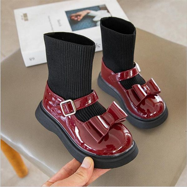boots children' single girls fashion bow patent leather girl knitted set of feet socks princess 26-36, Black;grey
boots children' single girls fashion bow patent leather girl knitted set of feet socks princess 26-36, Black;grey