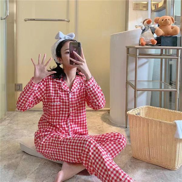 2021women pajamas set simple printed cute sleepwear casual homewear female pyjamas womens princess elegant soft long sleeve plaid, Black;red
2021women pajamas set simple printed cute sleepwear casual homewear female pyjamas womens princess elegant soft long sleeve plaid, Black;red