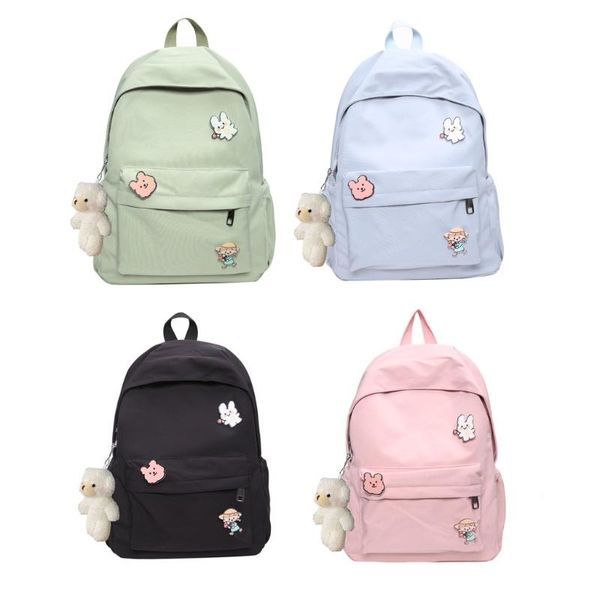 school bags casual backpacks women solid color shoulder bag nylon teenage girl student backbag