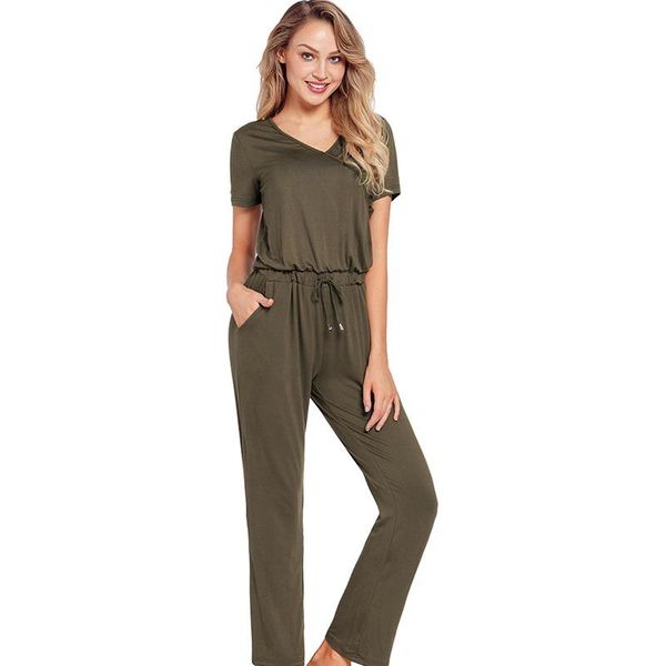 women's jumpsuits & rompers causal short sleeve women solid color high waist v-neck adjustable lac-up jumpsuit one-piece pants, Black;white
women's jumpsuits & rompers causal short sleeve women solid color high waist v-neck adjustable lac-up jumpsuit one-piece pants, Black;white