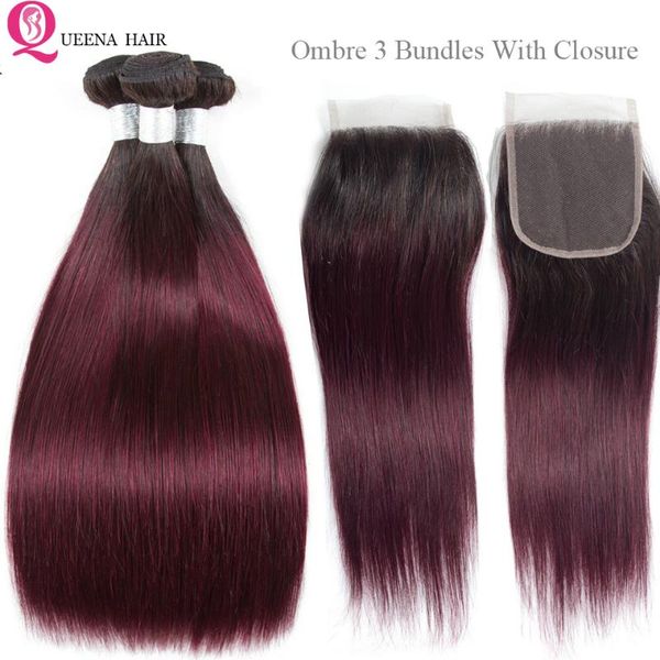 human hair bulks ombre bundles with closure 99j red brazilian weave 4 straight queena, Black
human hair bulks ombre bundles with closure 99j red brazilian weave 4 straight queena, Black
