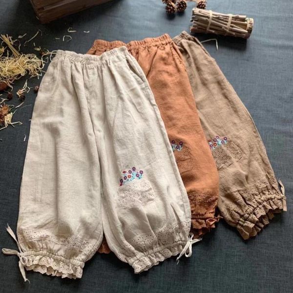 women's pants & capris summer japan style sweet flower embroidery elastic waist calf-length 821039, Black;white
women's pants & capris summer japan style sweet flower embroidery elastic waist calf-length 821039, Black;white