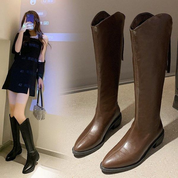 boots women's high tube rear zipper pointed toe low heel square fashion slim knight, Black
boots women's high tube rear zipper pointed toe low heel square fashion slim knight, Black