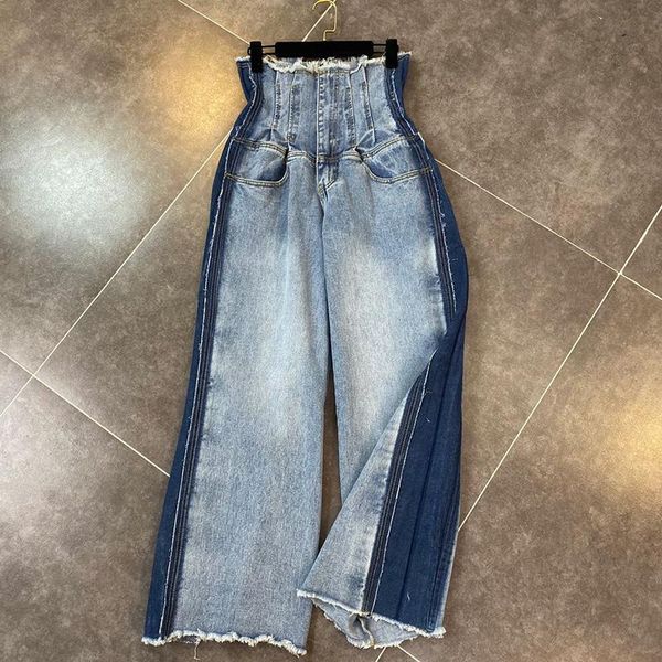 women's pants & capris high street stylish 2021 designer wide leg denim jeans, Black;white
women's pants & capris high street stylish 2021 designer wide leg denim jeans, Black;white