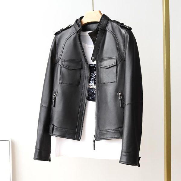 women's leather & faux jacket women spring real sheepskin coat slim short coats and jackets korean clothing 2021 wpy3840, Black
women's leather & faux jacket women spring real sheepskin coat slim short coats and jackets korean clothing 2021 wpy3840, Black