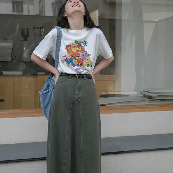 women's t-shirt 2021 summer cotton loose bear printed short-sleeved casual ins trendy chic top, White
women's t-shirt 2021 summer cotton loose bear printed short-sleeved casual ins trendy chic top, White