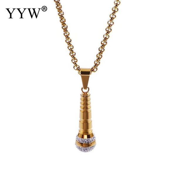 pendant necklaces stainless steel crystal microphone necklace women rose gold creative rolo chain female fashion jewelry gifts, Silver
pendant necklaces stainless steel crystal microphone necklace women rose gold creative rolo chain female fashion jewelry gifts, Silver