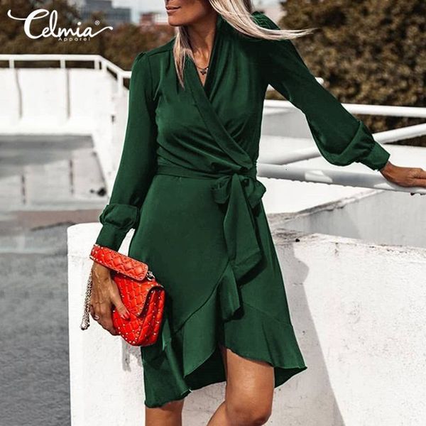 dresses satin high waist mini dresses celmia women 2021 fashion v-neck solid belted long sleeve sundress elegant ruffles hem vestidos, Black;gray
dresses satin high waist mini dresses celmia women 2021 fashion v-neck solid belted long sleeve sundress elegant ruffles hem vestidos, Black;gray