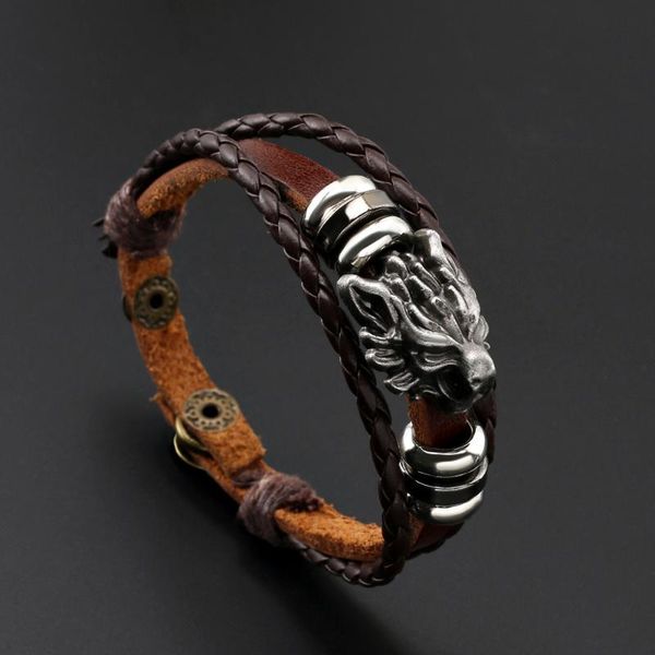 stainless steel rock punk wolf head ornament genuine leather bracelets for men wristband jewelry gifts wholesale, Golden;silver
stainless steel rock punk wolf head ornament genuine leather bracelets for men wristband jewelry gifts wholesale, Golden;silver