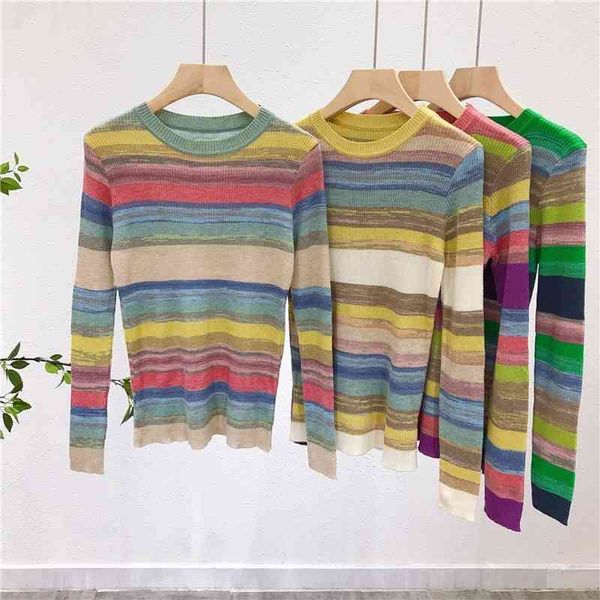 cashmere women's rainbow stripe knitted round neck coat, fashion thin korean japane sweater, autumn and, White;black
cashmere women's rainbow stripe knitted round neck coat, fashion thin korean japane sweater, autumn and, White;black