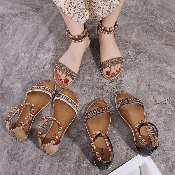 sandals shoes for women 2021 bohemian beaded non slip beach vintage ethnic summer sandalias mujer, Black
sandals shoes for women 2021 bohemian beaded non slip beach vintage ethnic summer sandalias mujer, Black