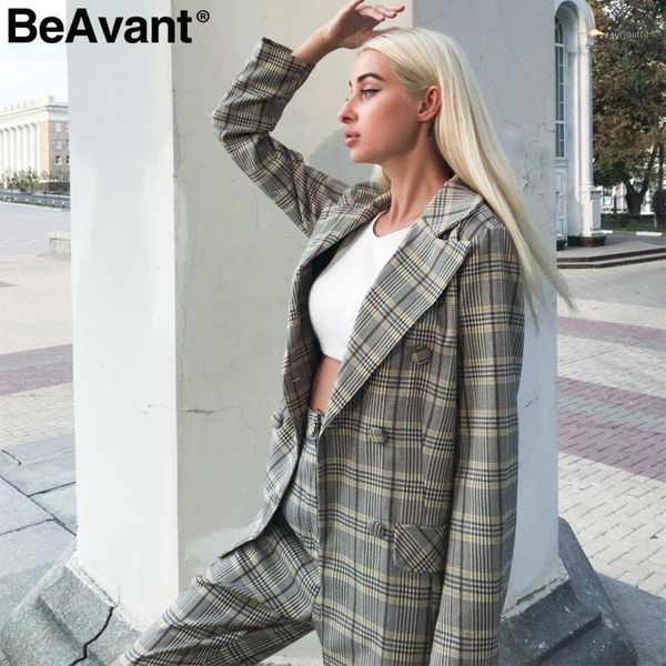 beavant office ladies plaid blazer set two-piece double breasted women pants suits casual streetwear trousers women's & blazers, White;black
beavant office ladies plaid blazer set two-piece double breasted women pants suits casual streetwear trousers women's & blazers, White;black
