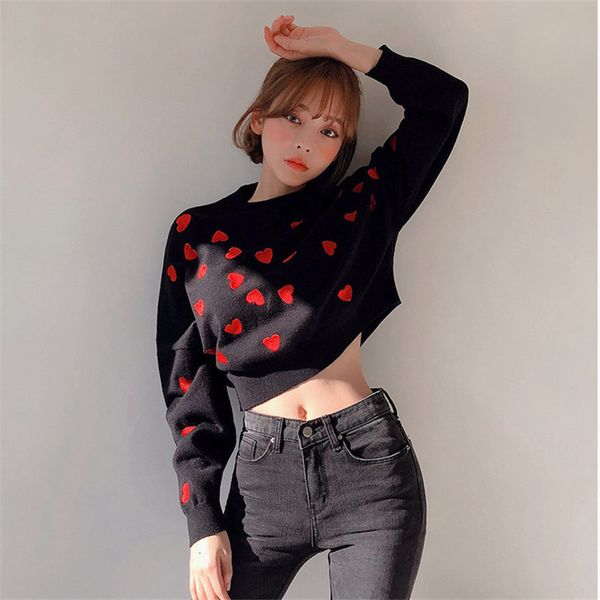 hoodie women girls high-quality pullovers in knitted or crocheted basic embroidered sweet hearts all-match high waist slimming, Black
hoodie women girls high-quality pullovers in knitted or crocheted basic embroidered sweet hearts all-match high waist slimming, Black