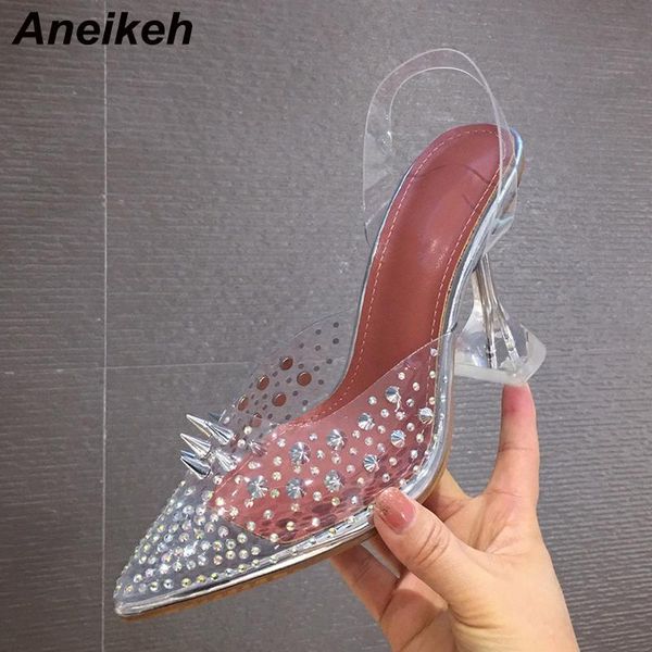 aneikeh transparent crystal rivets pointed toe high heels sandals women slip on clear strap back pumps wedding party shoes, Black
aneikeh transparent crystal rivets pointed toe high heels sandals women slip on clear strap back pumps wedding party shoes, Black