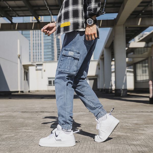 men's jeans spring fall multi-pockets cargo jeans black men denim male jogger pants baggy jean plus size 6xl 7xl 8xl l1v8, Blue
men's jeans spring fall multi-pockets cargo jeans black men denim male jogger pants baggy jean plus size 6xl 7xl 8xl l1v8, Blue