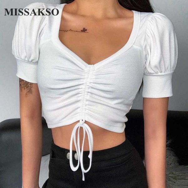 missakso summer solid ruched shirt drawstring club knitted short sleeve v neck party women crop streetwear 210625, White
missakso summer solid ruched shirt drawstring club knitted short sleeve v neck party women crop streetwear 210625, White