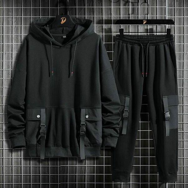 men's tracksuits tracksuit men 2 pieces hooded black ribbons hoodies+sweatpants track suit man solid sportswear coat clothing, Gray
men's tracksuits tracksuit men 2 pieces hooded black ribbons hoodies+sweatpants track suit man solid sportswear coat clothing, Gray
