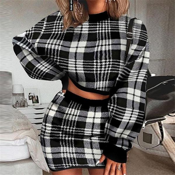 two piece dress 2 set women vintage sweater plaid matching sets tracksuit crop and skirt streetwear winter knit lounge wear, White
two piece dress 2 set women vintage sweater plaid matching sets tracksuit crop and skirt streetwear winter knit lounge wear, White