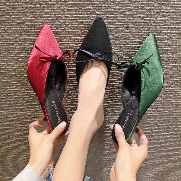 slippers bow-knot mules woman shoes summer thin heels solid slides pointed toe brief flip flops casual bow female footwear 2021, Black
slippers bow-knot mules woman shoes summer thin heels solid slides pointed toe brief flip flops casual bow female footwear 2021, Black
