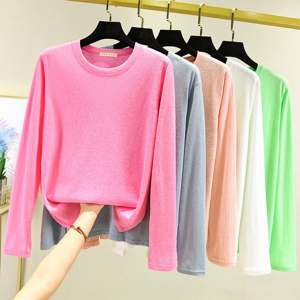 women's t shirt snowflake cotton round neck long sleeve spring korean base coat candy color looks thin and fashionable, White
women's t shirt snowflake cotton round neck long sleeve spring korean base coat candy color looks thin and fashionable, White