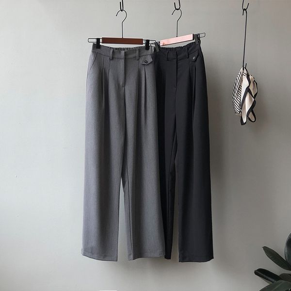 women's pants & capris spring wide leg suit vertical high waist straight grey black trousers office lady loose casual afqj, Black;white
women's pants & capris spring wide leg suit vertical high waist straight grey black trousers office lady loose casual afqj, Black;white