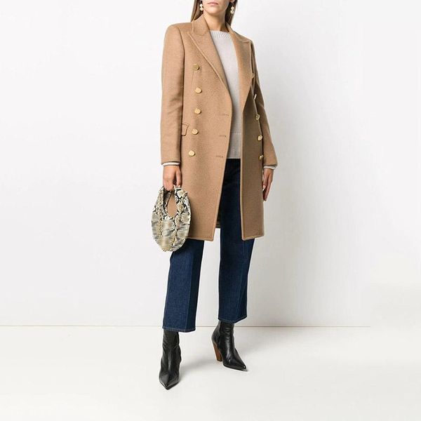 women's wool & blends long solid color coat in autumn and winter 2021 double breasted slim fit fashion ol commuting medium, Black
women's wool & blends long solid color coat in autumn and winter 2021 double breasted slim fit fashion ol commuting medium, Black