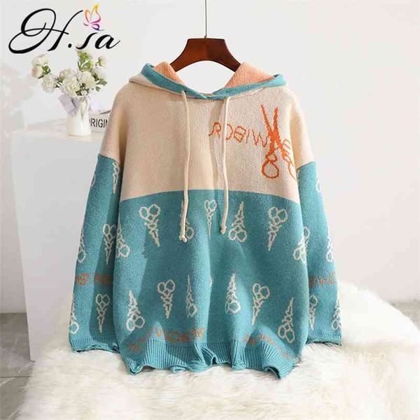 women hooded sweater and jumpers loose style oversized chic pull femme hiver patchwork winter clothes female 210430, Black;gray
women hooded sweater and jumpers loose style oversized chic pull femme hiver patchwork winter clothes female 210430, Black;gray