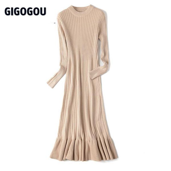 casual dresses gigogou solid fashion women long knit fit and flare dress autumn winter pullover sweater elgant slim midi a line, Black;gray
casual dresses gigogou solid fashion women long knit fit and flare dress autumn winter pullover sweater elgant slim midi a line, Black;gray