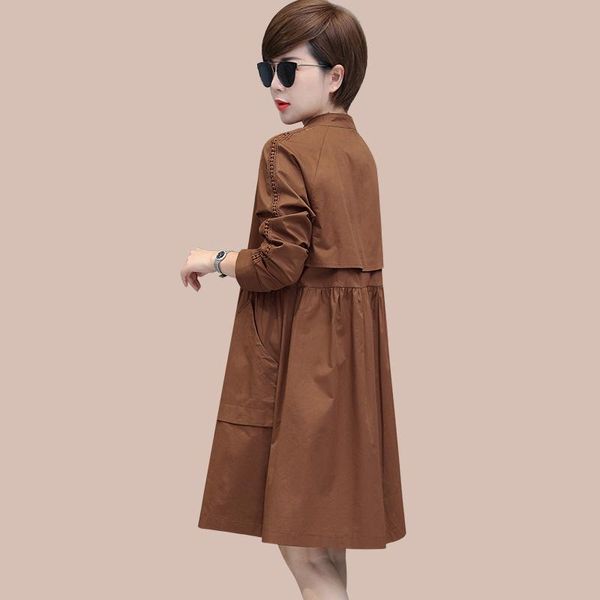 women's trench coats 3 color coat 2021 spring autumn mosaic fashion standing collar ladies casual slim solid windbreaker, Tan;black
women's trench coats 3 color coat 2021 spring autumn mosaic fashion standing collar ladies casual slim solid windbreaker, Tan;black