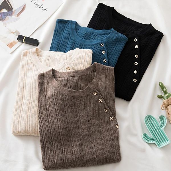 women's sweaters autumn winter clothes women jumper elegant button knitted pullover sweater crew neck long sleeve pullovers, White;black
women's sweaters autumn winter clothes women jumper elegant button knitted pullover sweater crew neck long sleeve pullovers, White;black