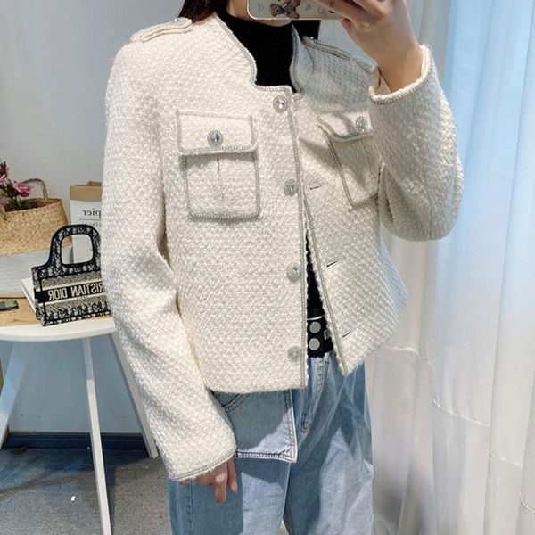 autumn winter single breasted outerwear slim female cropped coats korean white tweed jacket women woollen coat women's jackets, Black;brown
autumn winter single breasted outerwear slim female cropped coats korean white tweed jacket women woollen coat women's jackets, Black;brown