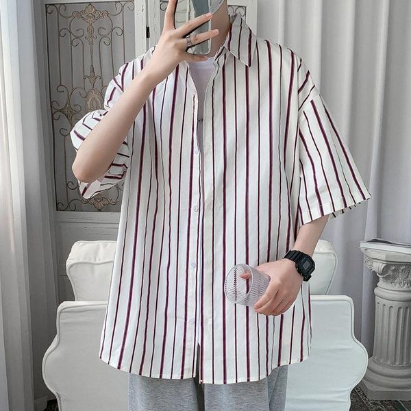 men's casual shirts shirt half sleeve striped large size summer handsome streetwear tidal current college fashion youth surprise price, White;black
men's casual shirts shirt half sleeve striped large size summer handsome streetwear tidal current college fashion youth surprise price, White;black