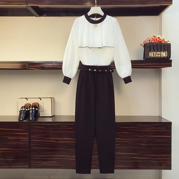 women's tracksuits plus size office two piece suit autumn 2021 black and white o-neck shirt casual pants set cloth, Gray
women's tracksuits plus size office two piece suit autumn 2021 black and white o-neck shirt casual pants set cloth, Gray