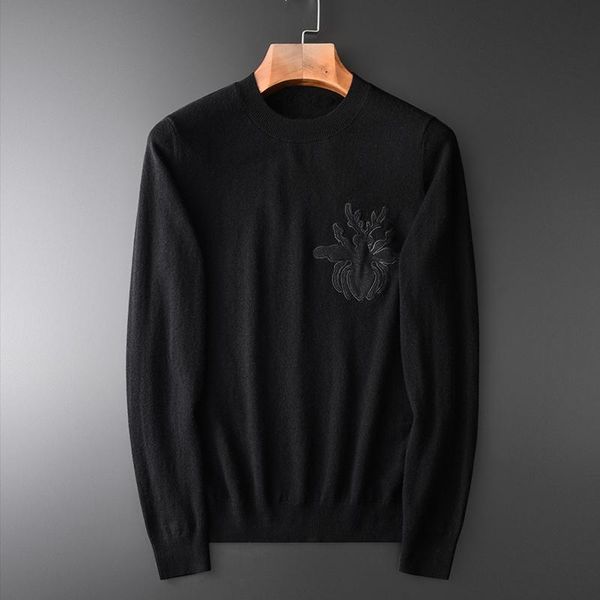 men's sweaters brand 100% wool mens luxury embroidery round collar sweater man winter plus size 4xl slim fit simple male, White;black
men's sweaters brand 100% wool mens luxury embroidery round collar sweater man winter plus size 4xl slim fit simple male, White;black