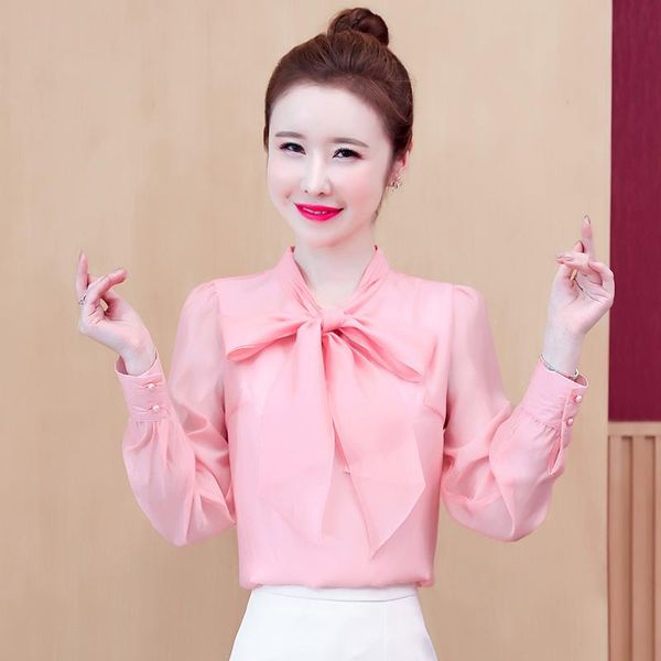 women's blouses & shirts chiffon loose fashion solid color bow tie summer casual long sleeve blusas houthion, White
women's blouses & shirts chiffon loose fashion solid color bow tie summer casual long sleeve blusas houthion, White