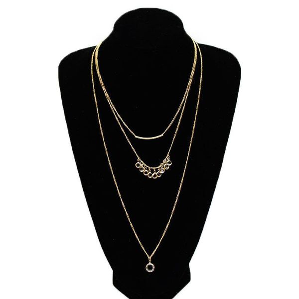 chains ms exquisite fashion glass drill multilayer necklace european and american wind xl121 high-quality goods, Silver 
chains ms exquisite fashion glass drill multilayer necklace european and american wind xl121 high-quality goods, Silver