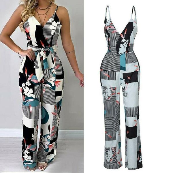 sleeveless floral print romper with belt women summer beach v neck wide leg jumpsuit loose overalls casual boho playsuits women's jumps, Black;white
sleeveless floral print romper with belt women summer beach v neck wide leg jumpsuit loose overalls casual boho playsuits women's jumps, Black;white