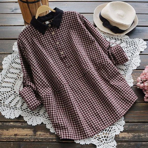 big size autumn women shirt japan style mori girl retro plaid cotton linen turndown collar blouse long sleeve women's blouses & shirts, White
big size autumn women shirt japan style mori girl retro plaid cotton linen turndown collar blouse long sleeve women's blouses & shirts, White