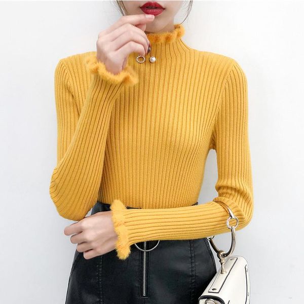 women's sweaters 2021 autumn winter turtleneck sweater women pullover fashion flounce knit high-elastic long-sleeve bottoming shirt, White;black 
women's sweaters 2021 autumn winter turtleneck sweater women pullover fashion flounce knit high-elastic long-sleeve bottoming shirt, White;black