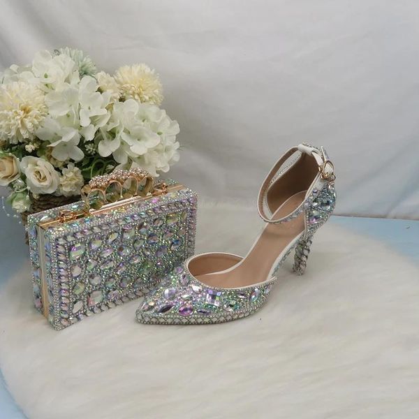 sandals women luxury crystal bridal wedding shoes and bag set pointed toe ab color bridesmaid party dress lady handbag, Black
sandals women luxury crystal bridal wedding shoes and bag set pointed toe ab color bridesmaid party dress lady handbag, Black