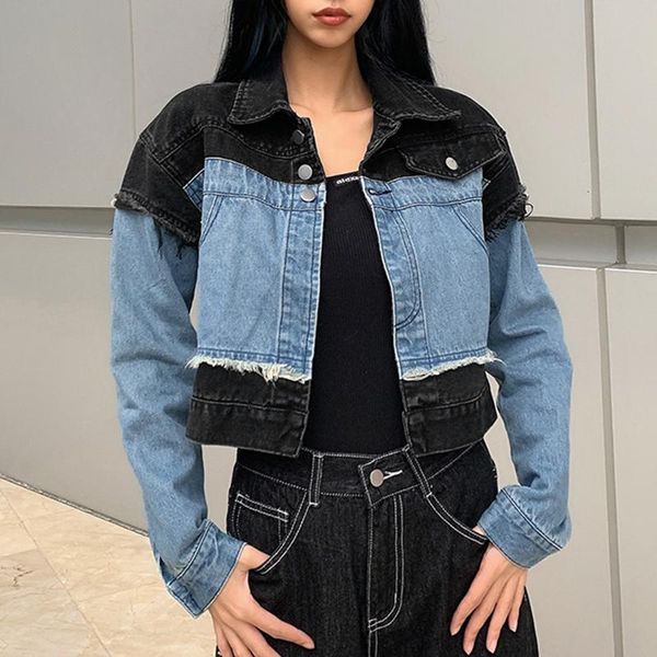 women's jackets black blue patched fringed autumn spring bomber jeans jacket female 2021 vintage denim coat outerwear, Black;brown
women's jackets black blue patched fringed autumn spring bomber jeans jacket female 2021 vintage denim coat outerwear, Black;brown