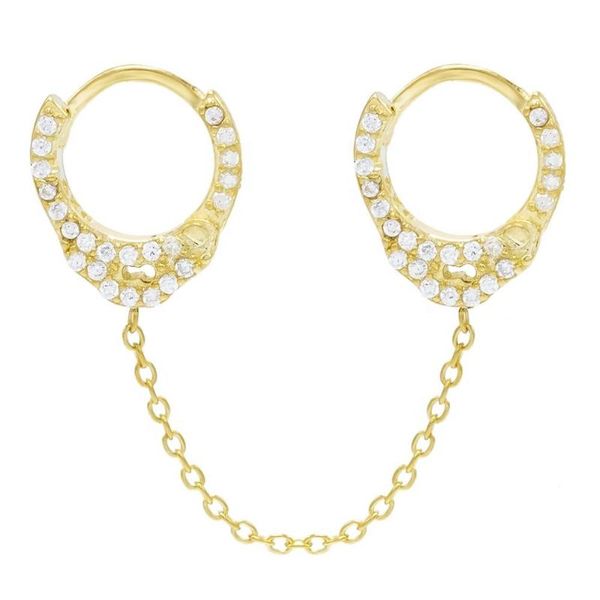 hoop & huggie original brand vintage statement 925 silver zirconia handcuff chain double pierced earring, Golden;silver
hoop & huggie original brand vintage statement 925 silver zirconia handcuff chain double pierced earring, Golden;silver