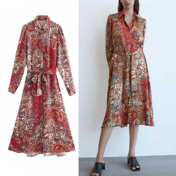za woman floral print vintage shirt dress midi autumn dress women lapel collar long sleeve front button belt party dresses 210602, Black;gray
za woman floral print vintage shirt dress midi autumn dress women lapel collar long sleeve front button belt party dresses 210602, Black;gray