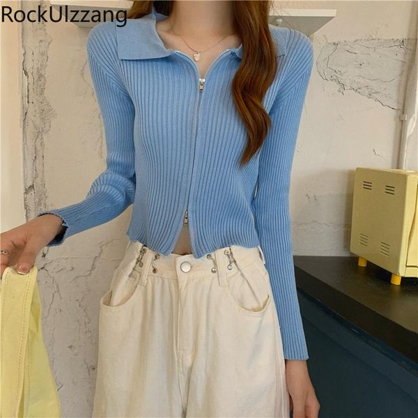 women's knits & tees solid zipper up turndown neck long sleeve knitted sweater women fashion cardigan crop fall cropped jumper outf, White
women's knits & tees solid zipper up turndown neck long sleeve knitted sweater women fashion cardigan crop fall cropped jumper outf, White