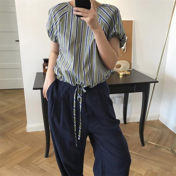 women's blouses & shirts 2021 summer female blouse puff sleeve loose fashion striped women casual elegant ladies t239, White
women's blouses & shirts 2021 summer female blouse puff sleeve loose fashion striped women casual elegant ladies t239, White