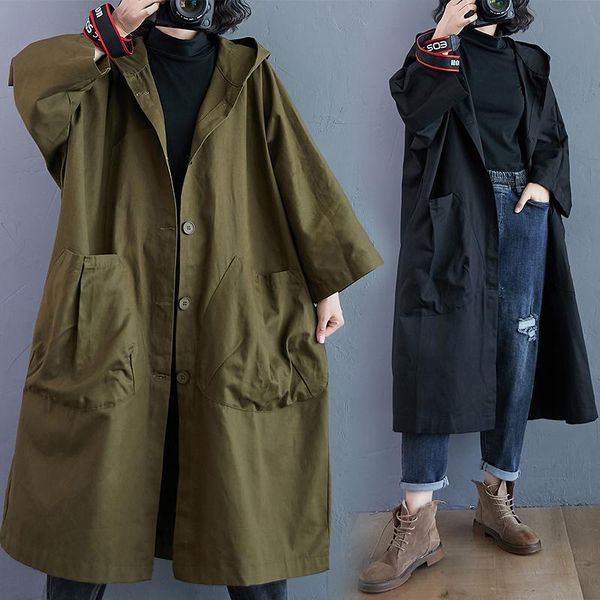 plus size outerwear & coats women's windbreaker female spring and autumn loose over the knee long hooded big pocket casual temperament, Black
plus size outerwear & coats women's windbreaker female spring and autumn loose over the knee long hooded big pocket casual temperament, Black