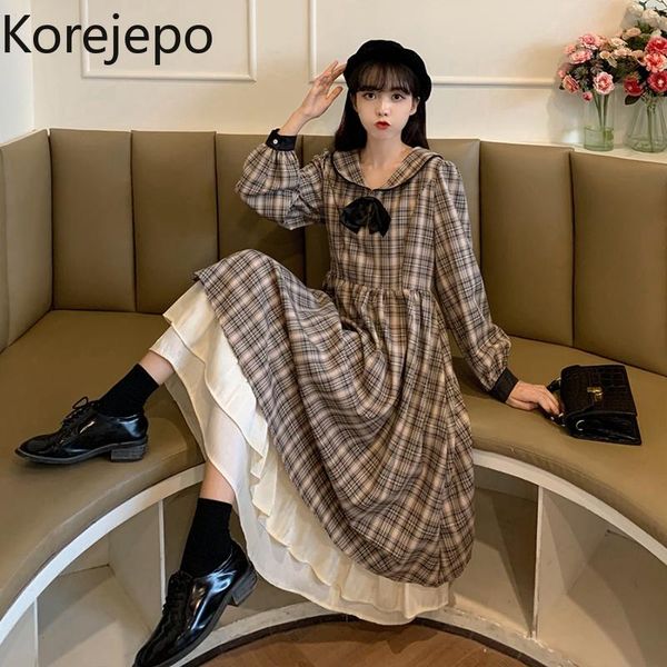 casual dresses korejepo women dress 2021 autumn winter sweet french retro bowknot plaid mid-length loose high-waist long-sleeved female, Black;gray
casual dresses korejepo women dress 2021 autumn winter sweet french retro bowknot plaid mid-length loose high-waist long-sleeved female, Black;gray