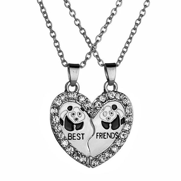 pendant necklaces 2 piece set of cute friend necklace panda heart shaped rhinestone bff friendship creative jewelry gift, Silver
pendant necklaces 2 piece set of cute friend necklace panda heart shaped rhinestone bff friendship creative jewelry gift, Silver